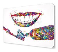 Soins dentaires Aquarelle Toile Art Mural Impression Dent Médical Art Brosse à dents Clinique dentaire Décor Cadeau Dentiste Dentiste Bureau Salon Chambre Home Decor 70x100cm Sans cadre