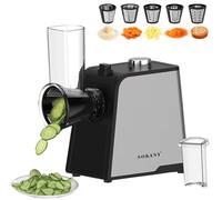 SOKANY 1000W Râpe de cuisine électrique, Coupe-légumes électrique avec 5 Cônes en Acier Inoxydable, Hachoir multifonctionne découpe legumes facilment, fromage, carottes, chocolat (SK-06018)