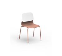 Sokoa Chaise collectivité Klik en polypropylène - Pieds métal - Corail / Blanc