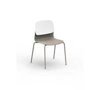 Sokoa Chaise collectivité Klik en polypropylène - Pieds métal - Taupe / Blanc