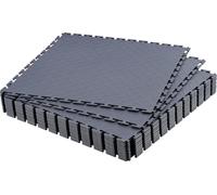 Sol de garage en PVC - Carreaux à clipser, lot de 16 - 51,3 x 51,3 x 0,5 cm - Antidérapant - Aspect tôle striée - Pose par clip - Pour garage, atelier et entrepôt - Gris graphite