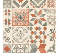 Sol Lino - Carreaux de Ciment - Rouge Brique - Rouleau de 3.00m x 5m