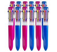 SOL Lot de 12 stylos multicolores 10 en 1 | Stylo multicolore avec des couleurs vives rétractables pour l'école pour cadeau, stylo biros multicolore, noir, bleu, vert, orange, violet, aléatoire