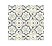 Sol PVC Textile motif carreaux de ciment Bleu et gris - 4m x 3m