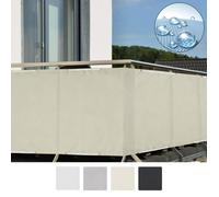 Sol Royal Brise Vue Balcon 90x300 cm Creme avec Œillets, Cordons, Résiste à l'eau Intempéries 160 g/m² PES SolVision PB2