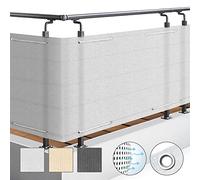 Sol Royal Brise Vue Opaque Extérieur 90x500 cm HDPE SolVision HB2 - pour Terrasse, Résistant à l'eau & aux Intempéries - Cache Balcon Blanc avec Protection UV, Cordon