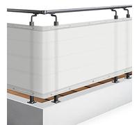 Sol Royal Brise Vue Balcon Extérieur PES SolVision PB2 90x500 cm Blanc - Brise Vent Terrasse avec Œillets, Cordons, Résistant à l'eau & aux Intempéries - Cache Balcon 160 g/m² avec Protection UV