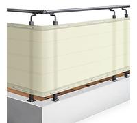 Sol Royal Brise Vue Balcon Extérieur PES SolVision PB2 90x500 cm Creme - Brise Vent Terrasse avec Œillets, Cordons, Résistant à l'eau & aux Intempéries - Cache Balcon 160 g/m² avec Protection UV