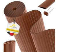 Sol Royal Canisse PVC avec Triple Renfort Brise-Vue Balcon Clips anti-UV | 80x300cm Marron Cache Vue Cloture Jardin Exterieur Résistant Intempéries Anti-UV Profilé Finition Inclus natte paravent P12