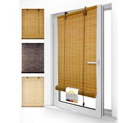 Sol Royal Store Enrouleur Bambou Bois Naturel Exterieur intérieur Clip | 90x160cm marron clair avec fixations Klemmfix et de sécurité enfant Percage brise-vue fenêtre rideau occultant SolDecor B86