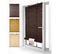 Sol Royal Store Enrouleur Bambou Exterieur intérieur sans percage Clip | 120x160cm marron foncé bois naturel de sécurité enfant Fixations Klemmfix brise-vue occultant fenêtre SolDecor B86