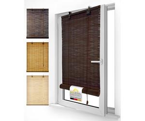 Sol Royal store enrouleur bambou intérieur extérieur sans perçage Klemmfix | 80x220cm marron foncé bois naturel fixations avec clip de sécurité enfant B86
