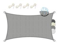 Sol Royal Voile d'Ombrage Rectangulaire 4x2 m HDPE SolVision HS9 - Toile Ombrage Tissue Respirant & UV Protection Solaire Balcon, Piscine - Voile Jardin Terrasse Patio 400x200 cm Gris