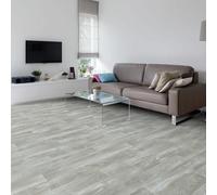 Sol Vinyle First - Imitation parquet Gris Clair - Effet argenté - Rouleau de 3.00m x 4m