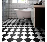 Sol Vinyle Happy Days - Carrelage Damier Diagonal - Noir et Blanc - Rouleau de 4m x 2m