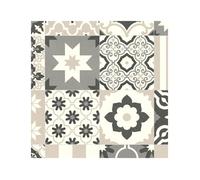 Sol vinyle Textile effet carreaux de ciment Sépia - 3m x 2m