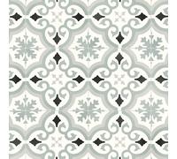 Sol Vinyle Textile - Rénove Acoustique - Effet Carreaux de Ciment Arabesque - Gris bleuté - Rouleau de 2m x 2m