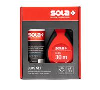 Sola CLKS Kit de ligne de frappe rouge - 30 m de fil de marquage avec craie rouge [230 g] dans un kit pratique - Enroulement rapide de la ligne grâce à l'engrenage 6:1 - Grand boîtier en plastique