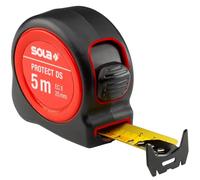 SOLA PROTECT DS Mètre ruban 5 m/25 mm extrêmement robuste avec revêtement en nylon - Bande en acier avec échelle double face e précision II - Mètre enrouleur avec grand crochet d'extrémité