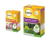 SOLABIOL Engrais Lauriers Et Bougainvilliers & Engrais Buis - Conifères & Arbustes d'Ornement - Favorise La Floraison & La Croissance - Nutrition Longue Durée - Utilisable En Agriculture Biologique