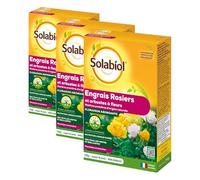 SOLABIOL Engrais Rosiers & Arbustes A Fleurs - 3x750g - Jusqu'à 30 Pieds - Améliore La Floraison - Nutrition Longue Durée - Utilisable En Agriculture Biologique