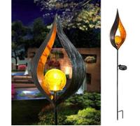 Solaire Lampadaire extérieur - LED rétro fer Bronze soleil Angle Mars Lampes solaires flamme lumière Lampadaire de jardin pelouse
