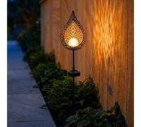 Solaire LED Extérieur Fiche Lampe Boule en Verre Terrasse Pointe Lampe Or Noir