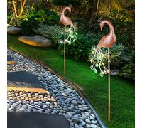 2x LED Extérieur Solaire Piquet Lampes de terrasse Chemin Lampes paon bronze multicolore