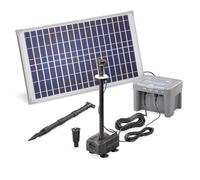 Solaire Pompe de Bassin Professional avec 12V/12Ah Stockage la Batterie et Éclairage LED - 25 Watt Module - 630 L/Hauteur Débit - 1,4 M D’Élévation - Fontaine Étang Jardin Esotec 101925