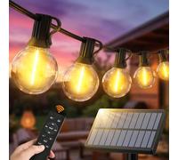 Solaire Remote Guirlande Exterieur Lumineuse - 15M G40 Guinguette Lumineuse | 3 Remote Modes avec G40 LED Ampoules IP44 Imperméable Lampe Extérieur Guirlandes pour Jardin Terrasse Mariage Noël