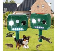 Solaire Répulsif Chats, 2pcs Répulsif Ultrasons énergie Solaire étanche pour éloigner Répulsif Animaux Ultrasound Répulsif pour Chien, Chat, Lapins, Renards