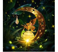 Solaires de Jardin, Lampe Solaire Lune avec Boule en Verre Fissuré Étanche, Lumiere Solaire Exterieur Decorative