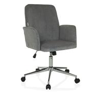 HJH Office Chaise de bureau SOLAO CORD rembourrée velours côtelé pivotante réglable Gris