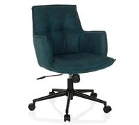 hjh Living Chaise de bureau SOLAO LIFE rembourrée, réglable en hauteur, tissu bleu foncé
