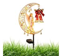 Solar Crescent Moon Garden Light - Outdoor Stake Lamp | Angel Reindeer Snow | Waterproof Pathway Accent Lighting, Automatic Dusk-to-Dawn Illumination, Ideal Holiday & Everyday Decor for Yard & Patio