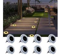 Solar ground light, suitable for outdoor solar spotlights on paths, lawns, courtyards, and swimming pools, with a waterproof rating of IP65 (Lumière chaude,Lot de 8)