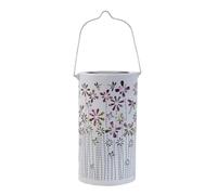 Solar Lantern - Floral Iron Light | Outdoor Hanging Garden Decor | Projection creuse, éclairage de nuit coloré, alimenté par solaire, design en fer résistant aux intempéries, pour chemin, porc