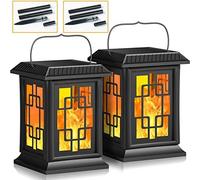 Solar Lantern Outdoor grandes lampes LED Deux modes de fonctionnement Effet de flamme scintillante / lumière chaude Décoration IP65 (2-Pack)