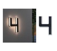 Solar Numéro de maison lumineux LED avec batterie interchangeable Numéro 4 IP44 3000K 6lm Noir Noir G