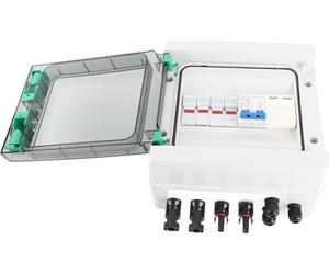 Solar PV Combiner Box 2 String Plastic 15A Fuse Lightning Protection Circuit Breaker 2 In 1 Out DC1000V IP65 Waterproof