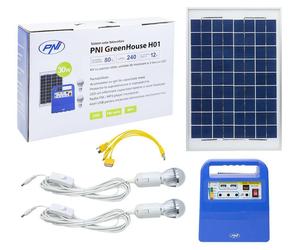 Solar-Set 10W, portable, avec 2 lampes LED, radio FM et port USB