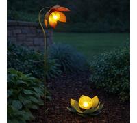 Lampe Solaire de Jardin Lampe D'Extérieur Lotus Pointe Solardeko LED 2er Set