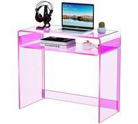 solaround Bureau en Acrylique, Table Console Table d’Entrée, Poste de Travail, pour Bureau, Chambre, Salon, 85 x 40 x 75 cm (Rose)