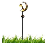 solarstakelights- Half Moon Lighting Decor With Stake, solarlightsOutdoor | Cracked Glass Sphere Within A Vintage Bronze Crescent Frame, These solarstakelightsProduce A Dreamy Moonlight Effe