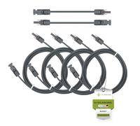 solartronics 2 paires de câbles solaires 4mm² 15m noir/noir, résistant aux UV, étanche, câble de connexion solaire PV