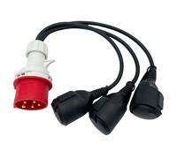 SOLARTRONICS CEE Adapter 400V 16A to 3 Schuko Sockets Power Splitter 230V Work Site Power Extension