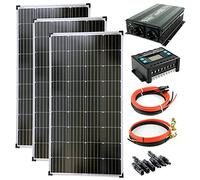 SOLARTRONICS Kit Complet 3 Panneaux solaires de 130 W, convertisseur de 1500 W, régulateur de Charge, Installation d'îlot photovoltaïque
