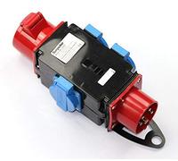 solartronics SP-1605A Répartiteur de courant de chantier, adaptateur Schuko, 3 x 230 V, 1 x 400 V, 5 broches, 16 A, IP44, pour l'extérieur, les chantiers de construction, caravane, camping-car,
