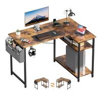 SOLAVERO Bureau d’Angle Réversible, 110 x 80 cm, Réversible, Marron