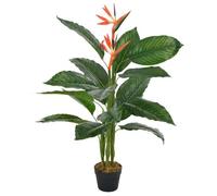 ""Solde 2026""Plante artificielle aspect réaliste Orange - Plante artificielle Strelitzia avec pot Rouge 100cm 3.64 Kg 86129131